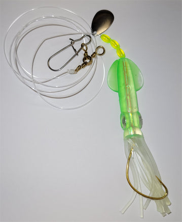 Fluke Rig- Big Chartreuse Squid-12 Per Pack #573CH| Shark River Mail Order