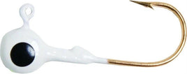 Betts Spin Round Jig Heads - White w/Black Eye- 3/8 oz- 10 pack
