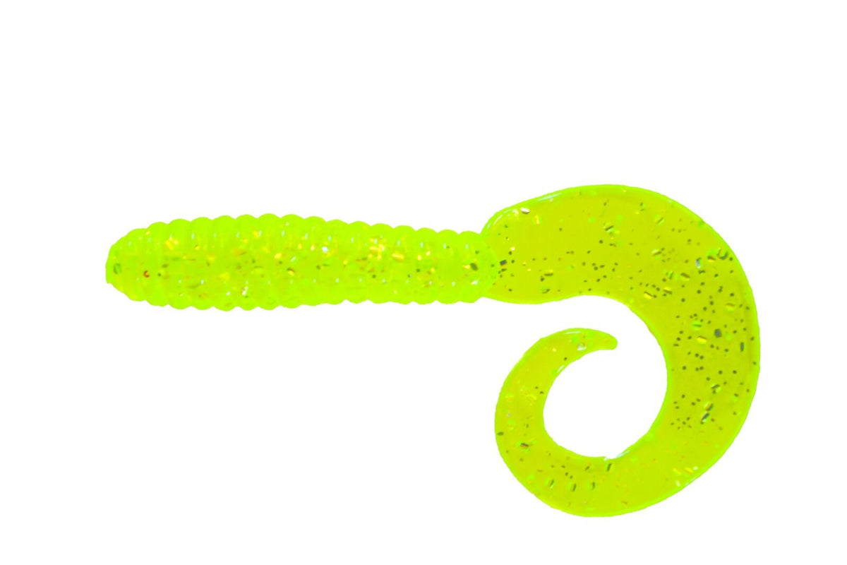 Blue Water Candy Swirl Tail Grubs- 4 in- 20 pack- Chartreuse Flake ...