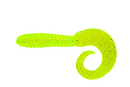 Blue Water Candy Swirl Tail Grubs- 4 in- 20 pack- Chartreuse Flake
