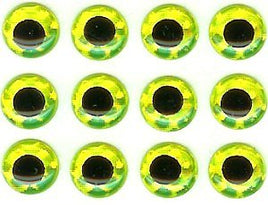 3-D STICK ON EYES 3/4"   AMT 8 Chartreuse